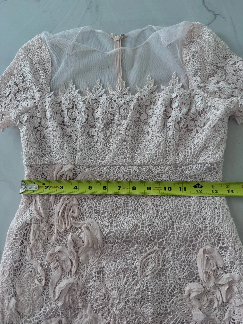 Rickie Freeman Teri Jon Blush Pink 3D Floral Lace Cocktail Dress Size 2